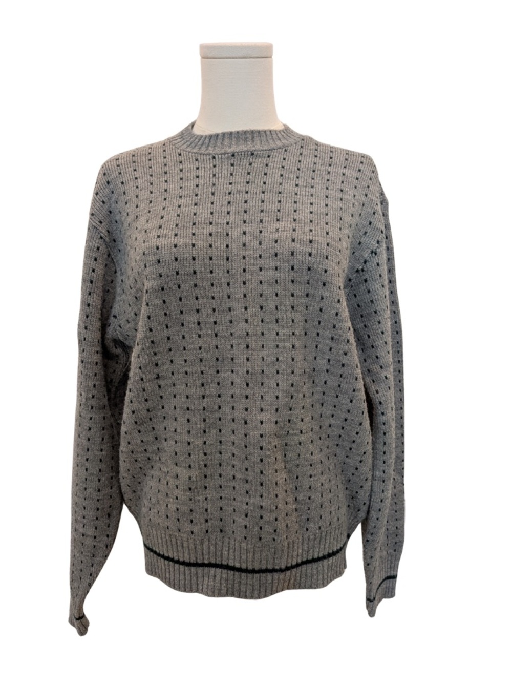 Classic Gray Textured Crewneck Sweater